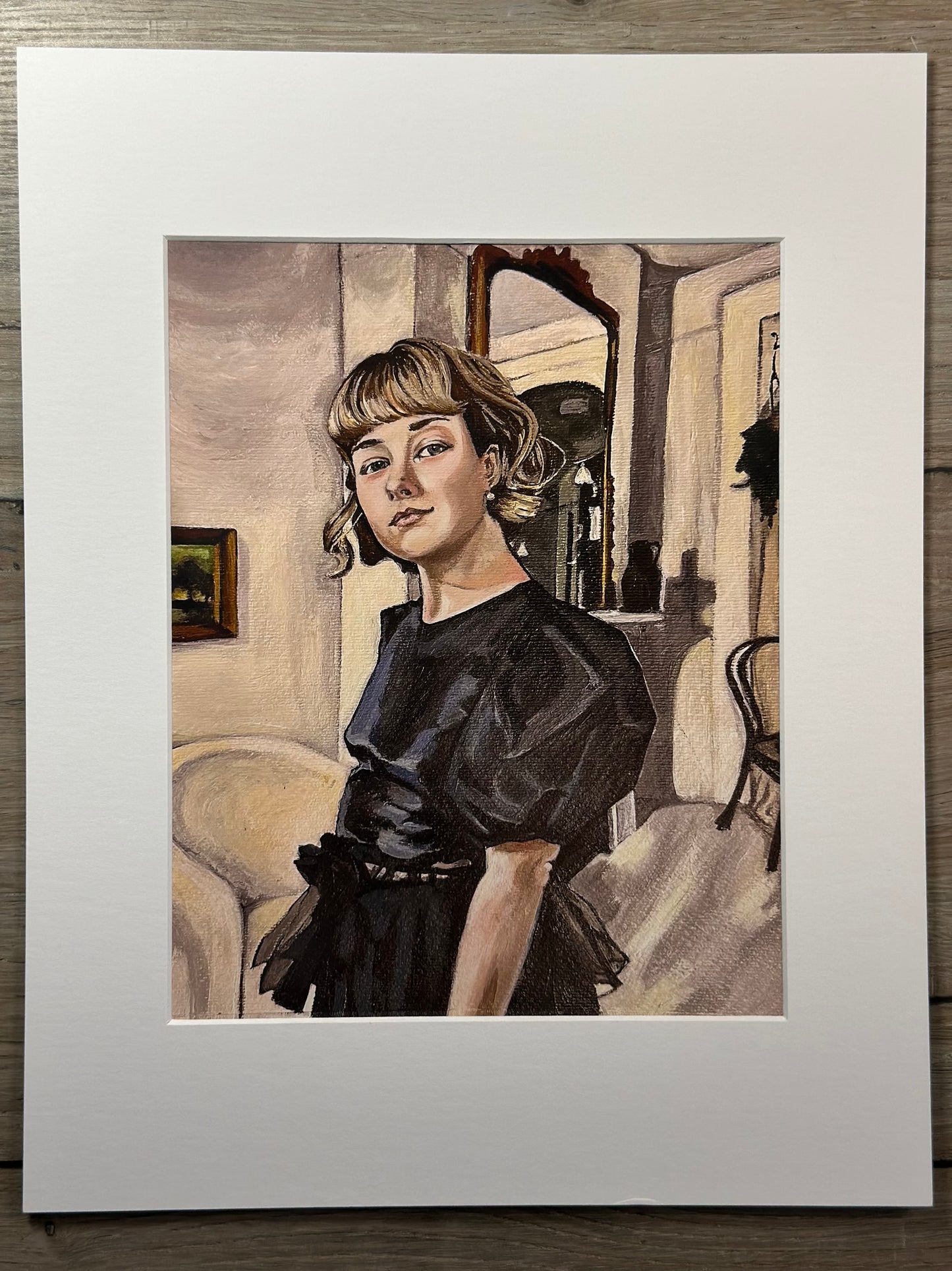 Modern Elegance: Woman in Black Portrait Art Print